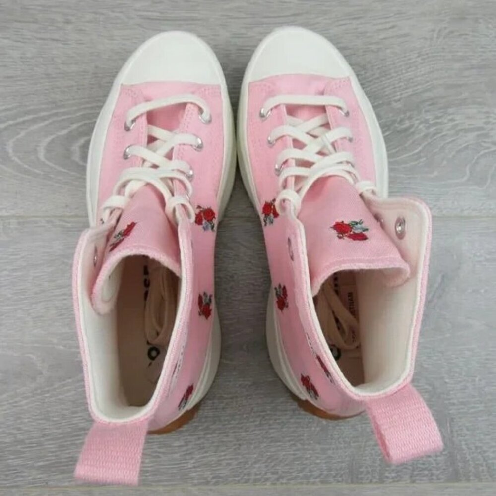 Converse Run Star Hike HI Platform Women's Size 9.5 Pink Red Roses NEW A05192C - Picture 7 of 14